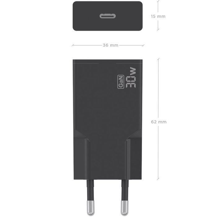 AISENS Cargador GaN Ultra Delgado 30W 1xUSB-C Negro A110-1004 AISENS Cargador GaN Ultra Delgado 30W 1xUSB-C Negro A110-1004